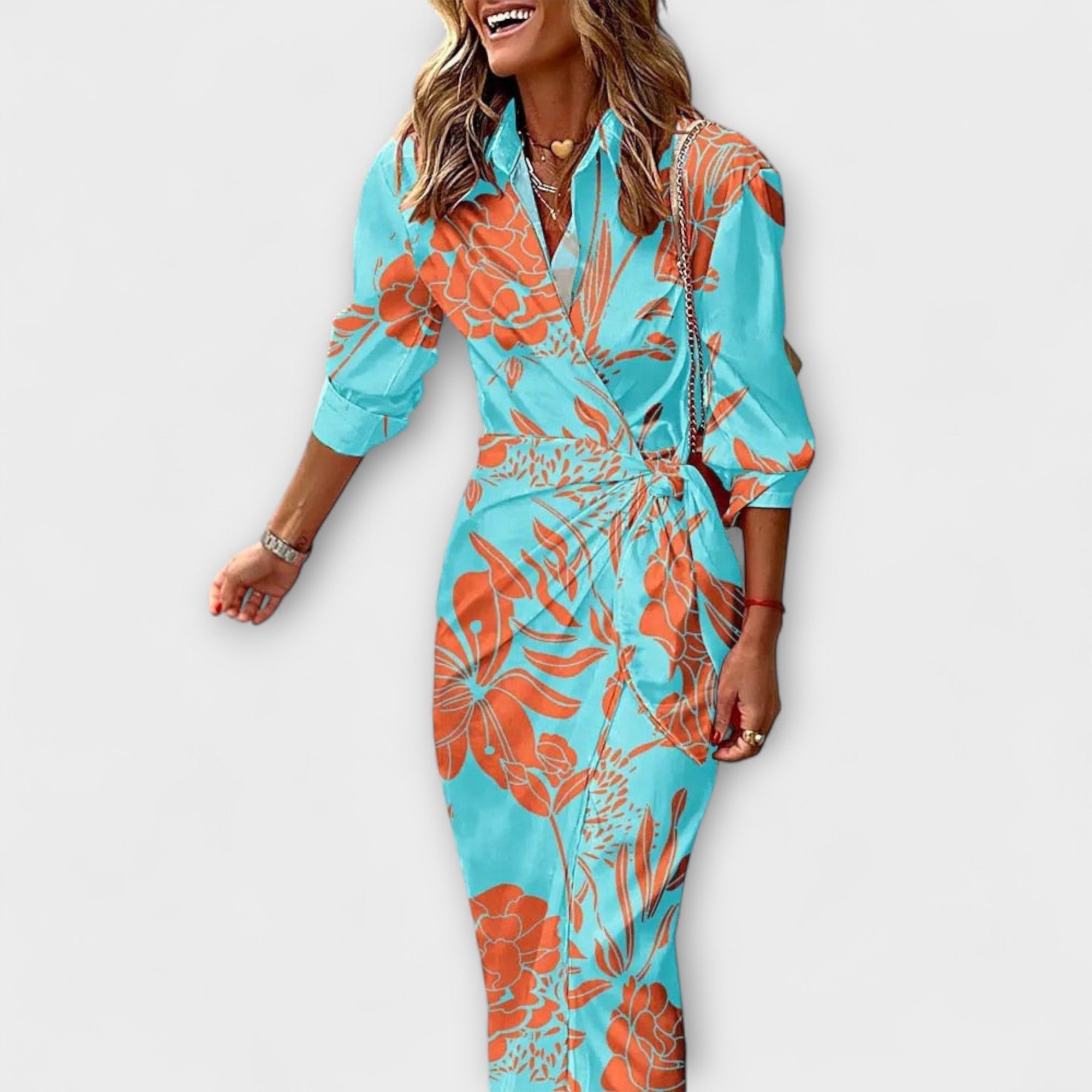 Clarissa - Pruhované Midi Košilové Šaty