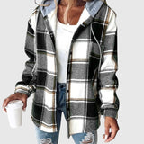 Maya – Kostkovaný ležérní kabát s kapucí