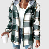 Maya – Kostkovaný ležérní kabát s kapucí