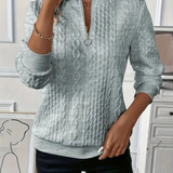 Amalie – dámský svetr se zipem a copánkovým vzorem