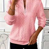 Amalie – dámský svetr se zipem a copánkovým vzorem