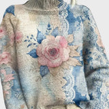 Elegantní Pletený Rolák s Krajkovými Detaily