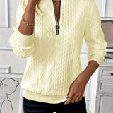 Amalie – dámský svetr se zipem a copánkovým vzorem