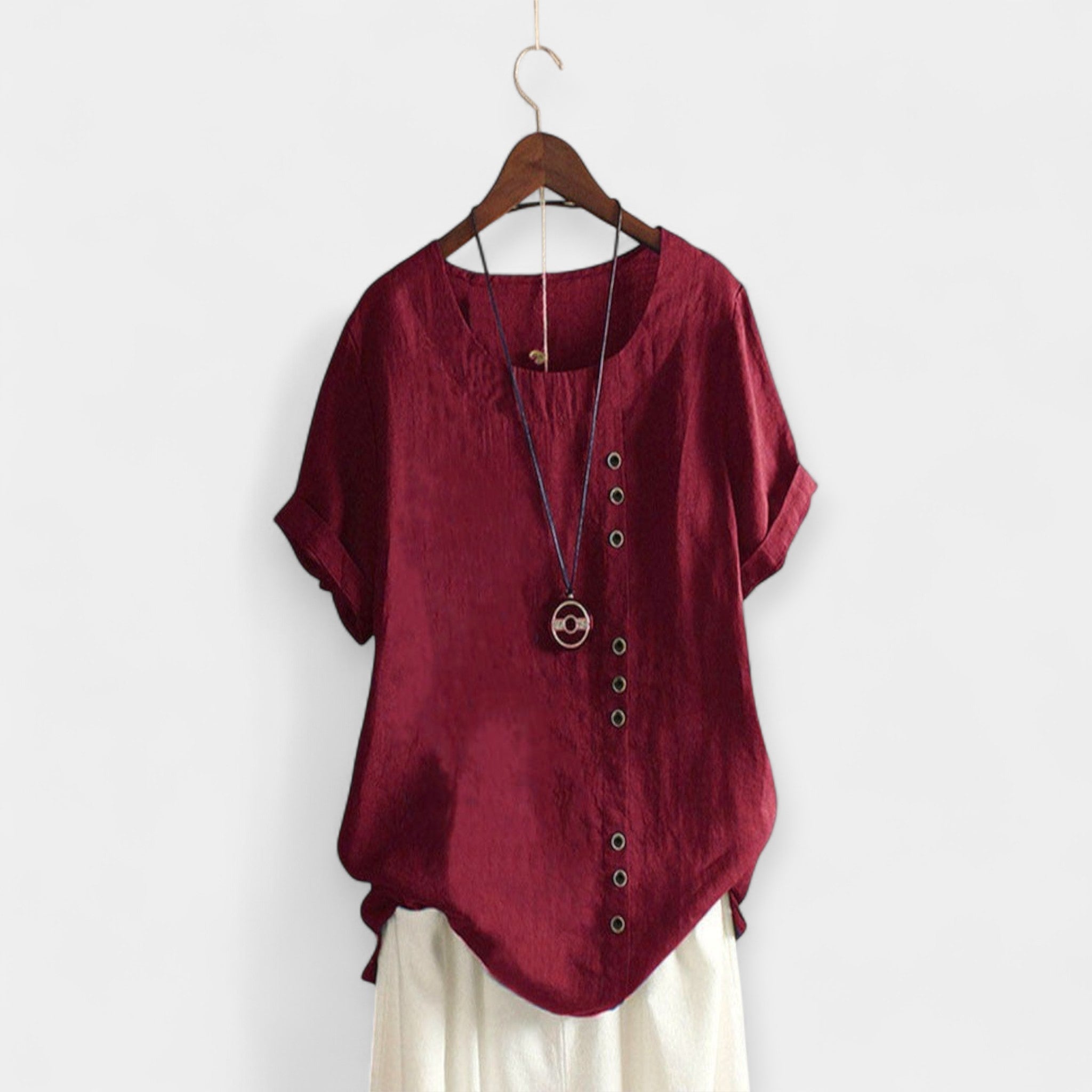 Krátký rukáv blůza s knoflíky