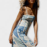 Terazza Ric Rac - Maxi šaty z lnu s rozšířeným střihem