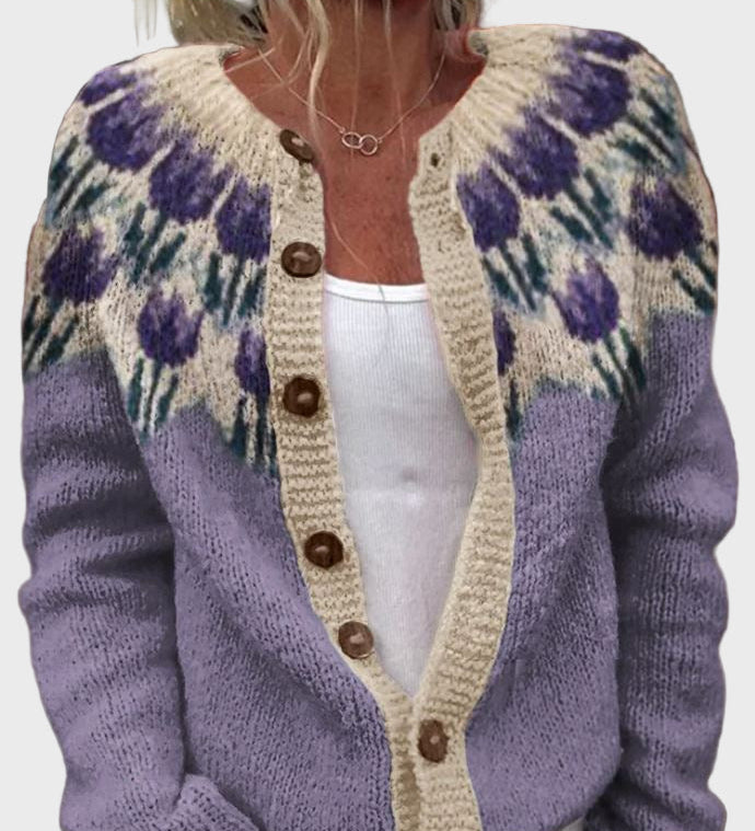 Pletená Vesta s Květinovým Designem