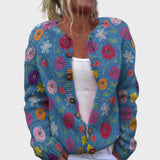 Pletená vesta s květinovým vzorem