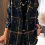 Isaline | Klasický Vlněný Kabát s Károvaným Vzorem