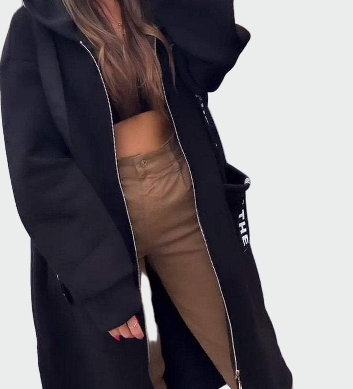 Dlouhý kabát s kapucí