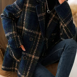 Isaline | Klasický Vlněný Kabát s Károvaným Vzorem