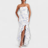 Zuri - Maxi šaty s odhalenými rameny a asymetrickým lemem