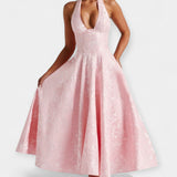 Midi šaty s otevřenými zády a stylovým korzetem