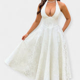 Midi šaty s otevřenými zády a stylovým korzetem