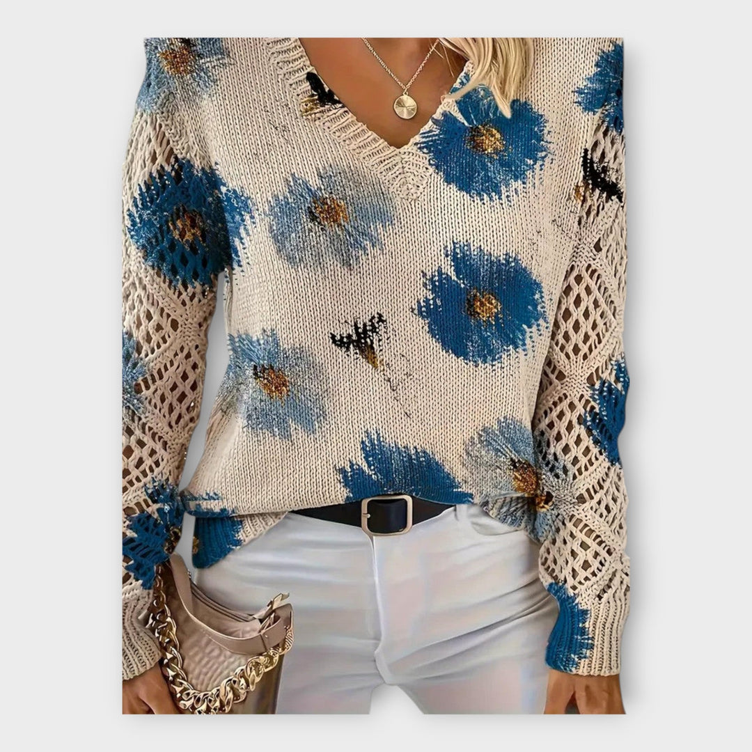 Pletená Blůza s Krajkovými Detaily