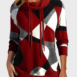 Pletená mikina s uměleckým designem a kapucí