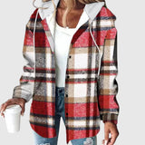 Maya – Kostkovaný ležérní kabát s kapucí